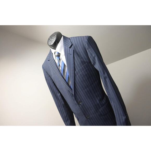Baroni Super 150"s Striped Jacket Blazer 100% Wool 2 Button Mens Sz 41 L - Picture 2 of 12